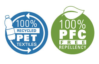 PET-recycled und PFC-Free Logos