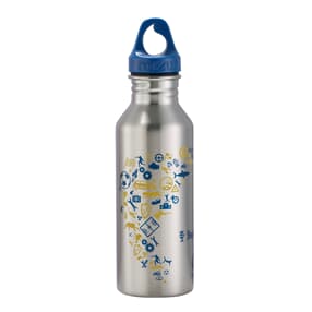 Edelstahl-Trinkflasche, auslaufsicher, BPA-frei, Schraubverschluss mit Henkel, 500 ml, "Blue & Yellow"