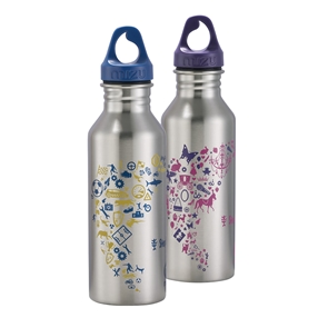 Edelstahl-Trinkflasche, auslaufsicher, BPA-frei, Schraubverschluss mit Henkel, 500 ml, in zwei Farben