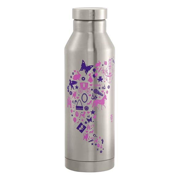 Trinkflasche aus Edelstahl Mizu, isoliert, auslaufsicher, umweltfreundlich, BPA-frei, Schraubverschluss mit Henkel, 560 ml, "Purple & Rose"
