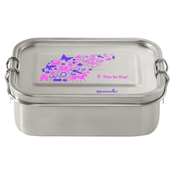 Lunchbox aus Edelstahl, auslaufsichere und umweltfreundliche Brotdose mit Fächern, BPA-frei, spülmaschinengeeignet, geschmacksneutral, "Purple & Rose"