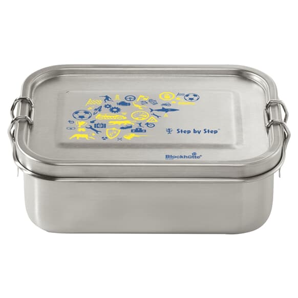 Lunchbox aus Edelstahl, auslaufsichere und umweltfreundliche Brotdose mit Fächern, BPA-frei, spülmaschinengeeignet, geschmacksneutral, "Blue & Yellow"