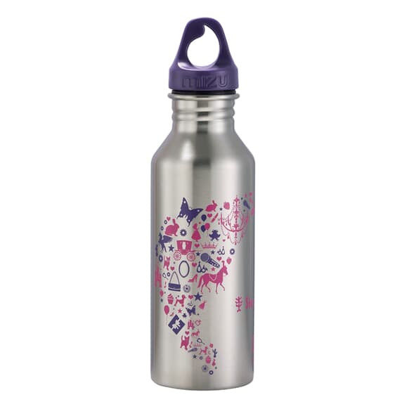 Edelstahl-Trinkflasche, auslaufsicher, BPA-frei, Schraubverschluss mit Henkel, 500 ml, "Purple & Rose"